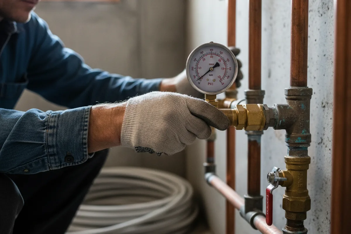 Pressure testing a repaired line during Water Line Repair in Mcloud
